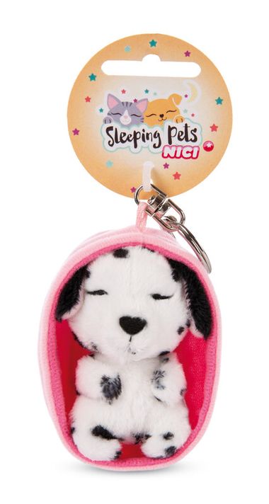 NICI - breloc Caine dormit 8cm dalmatian, cos roz deschis