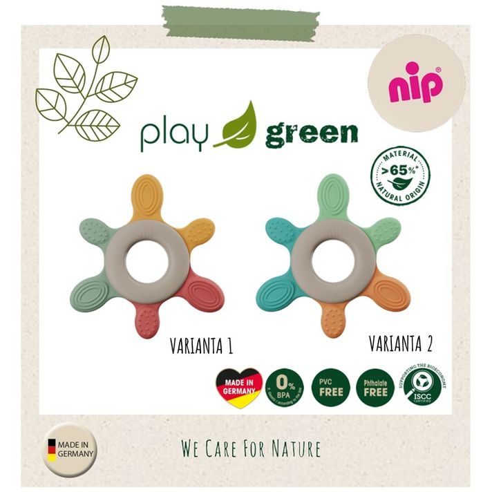 NIP - GREEN PLAY Teether inel de răcire, amestec de culori