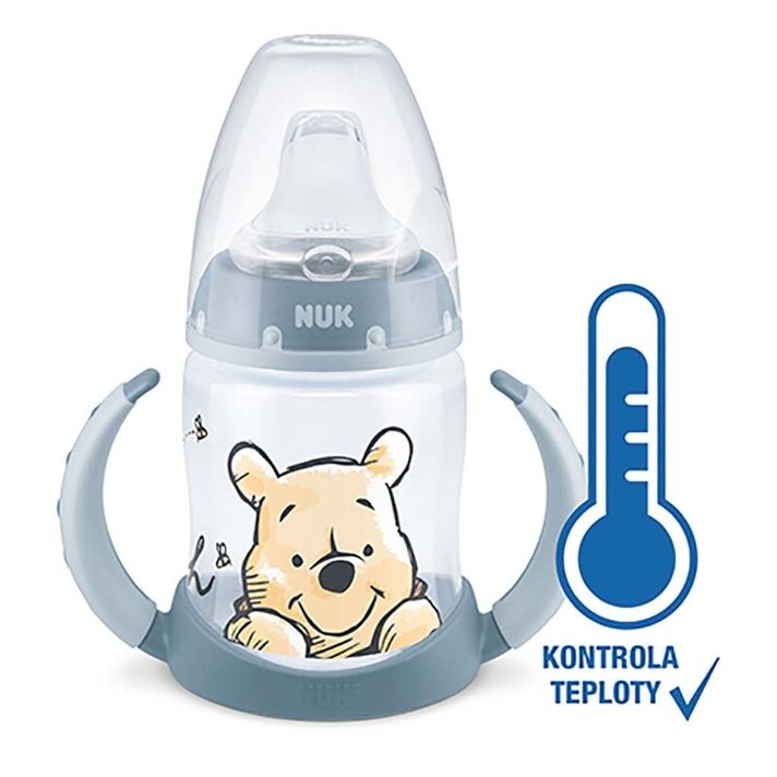 NUK - Biberon de învățare pentru copii Winnie the Pooh cu control al temperaturii 150 ml roz