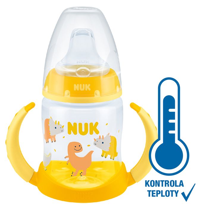 NUK - Biberon de învățare FC cu control al temperaturii150 ml galben.