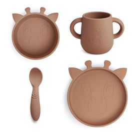 NUUROO - Lykke Set de masă din silicon Giraf Chocolate Malt