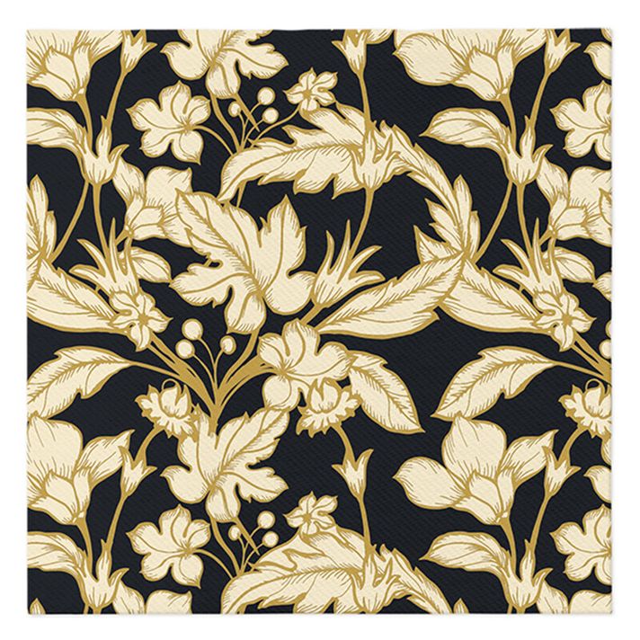 PAW - Șervețele AIRLAID 40x40 cm - Beautiful Floral Pattern Black