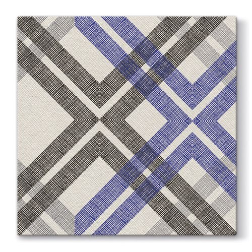 PAW - Șervețele AIRLAID L 40x40cm Stylish Check Dark Blue