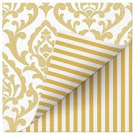 PAW - Șervețele L 33x33cm Double Design Portuguese Tiles Stripe (gold)