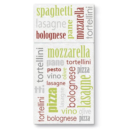 PAW - Pungi pentru tacâmuri AIRLAID 40x40cm Italian Food Green, 25 buc/pachet