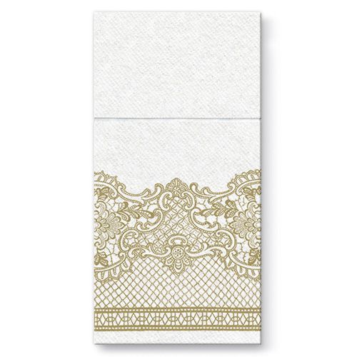 PAW - Pungi pentru tacâmuri AIRLAID 40x40cm Royal Lace Gold, 25 buc/pachet