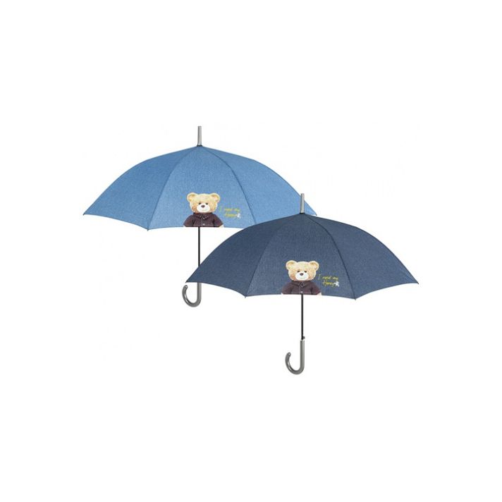 PERLETTI - Umbrelă automată DENIM TEDDY / albastru deschis, 26204