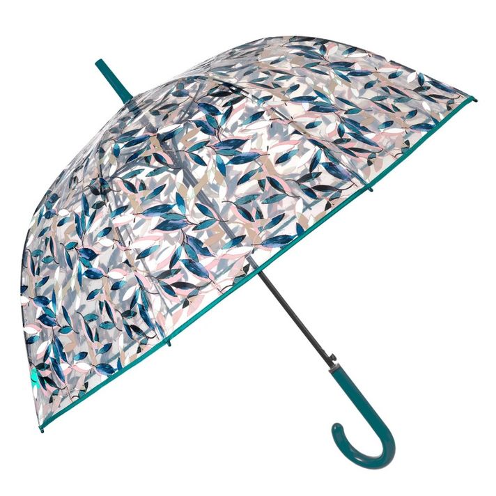 PERLETTI - Umbrelă transparentă pentru femei cu motiv de frunze verzi Perletti, 61cm, 26388