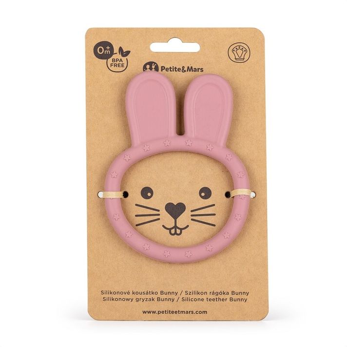 PETITE&MARS - Teether din silicon Bunny Dusty Rose 0luni+