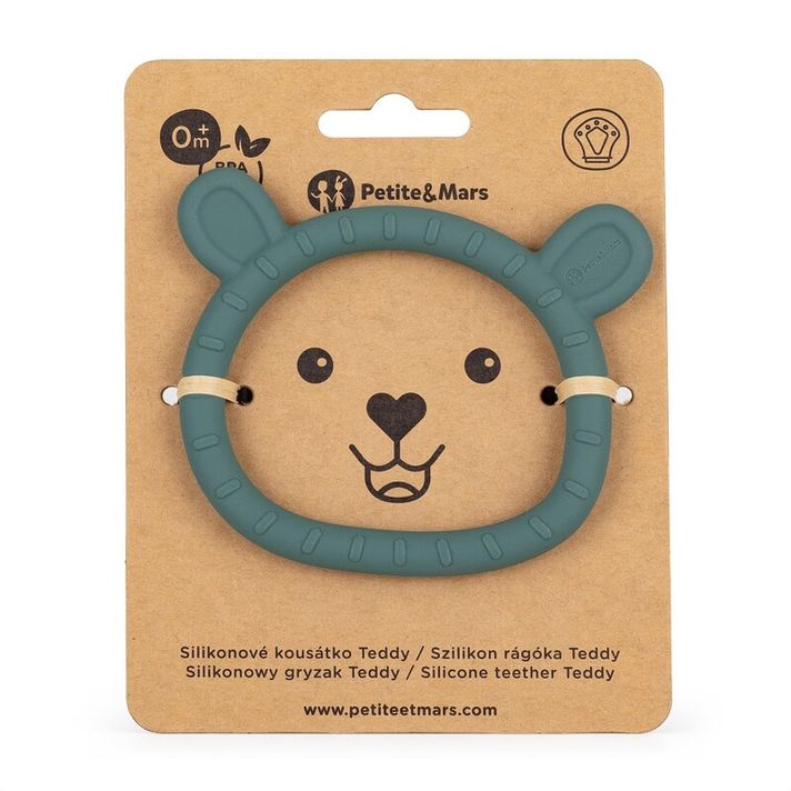 PETITE&MARS - Teether din silicon Teddy Misty Green 0luni+