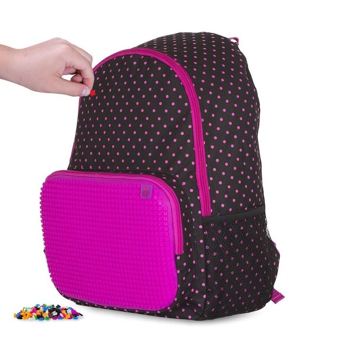 PIXIE CREW - Rucsac de agrement negru cu buline fucsia