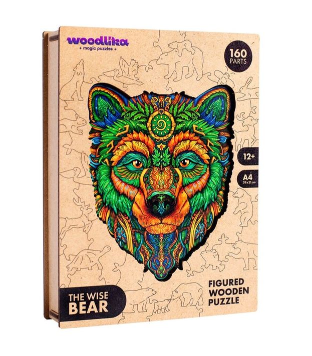 PUZZLER - Puzzle color din lemn - Ursul înțelept