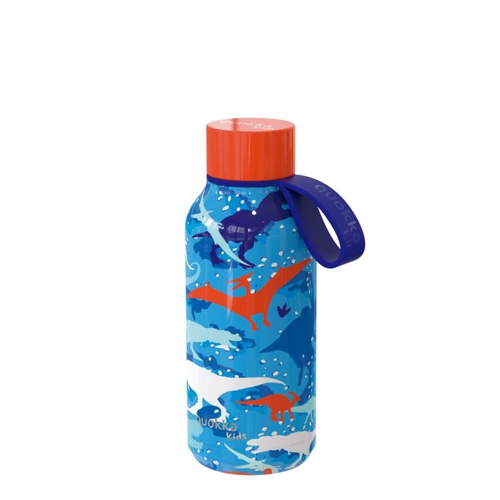 QUOKKA - KIDS Sticlă din otel inoxidabil / termos cu buclă DINOSAURS, 330ml, 40141