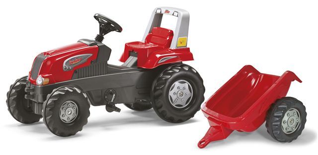 ROLLYTOYS - Tractor cu pedale Rolly Junior cu remorcă, roșu acțional