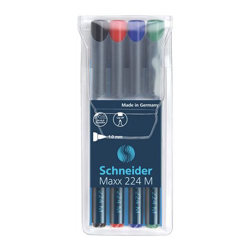 SCHNEIDER - Marker permanent, OHP, 1 mm, "Maxx 224 M", 4 culori diferite