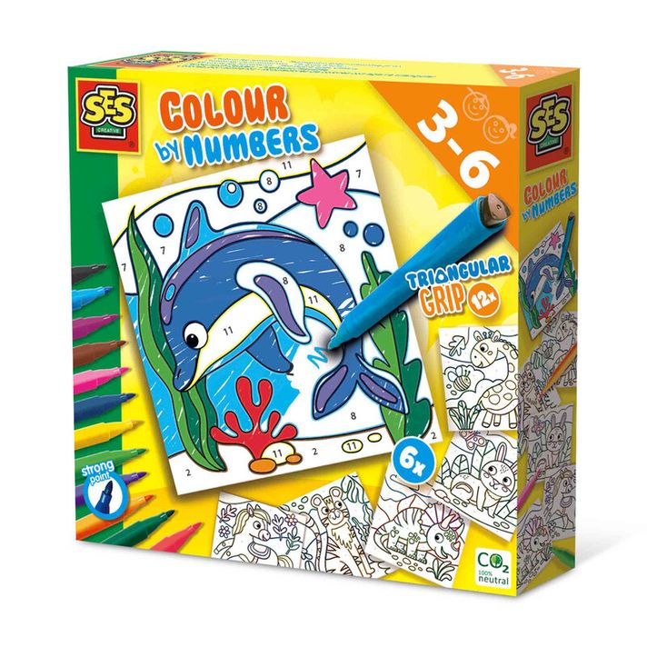 SES - Colorarea animalelor după numere cu marker triangular