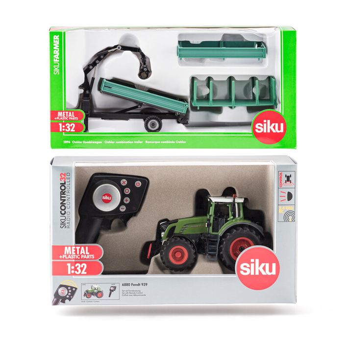 SIKU - Control - RC tractor Fendt 939 cu telecomandă + remorcă verde Oehler 1:32