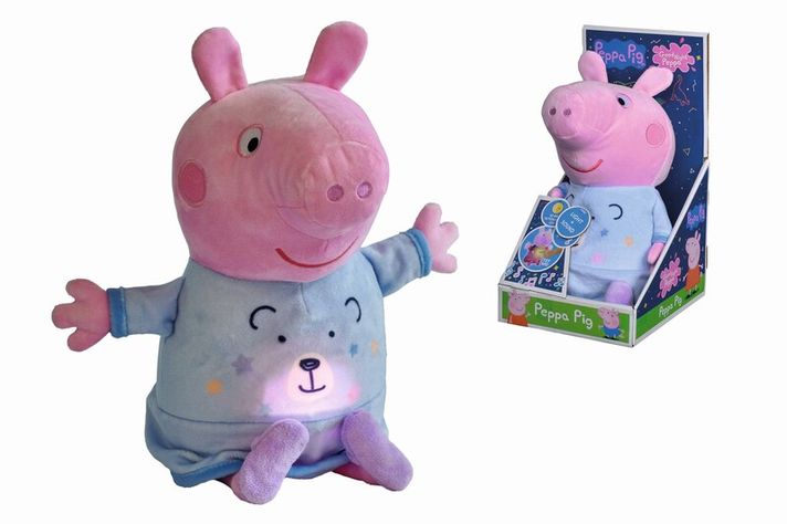 SIMBA - Peppa Pig 2in1 Plush Sleepwalker, joacă + lumină, albastru, 25 cm