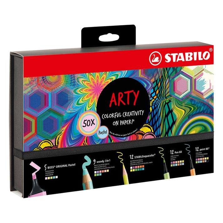 STABILO - Set creativ STABILO ARTY - Linery, Markere, evidențiatore, Creioane acuarela, 50 buc