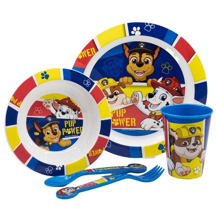 STOR - Veselă din plastic pentru copii, PAW PATROL Micro, farfurie, castron, ceașcă, tacâmuri, 74650