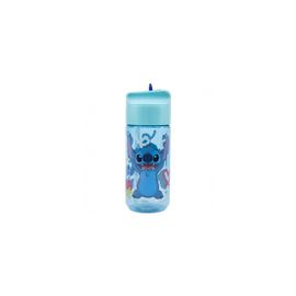 STOR - Sticla de plastic cu paie retractabila Lilo & Stitch, Transparent Tritan, 430ml, 75036