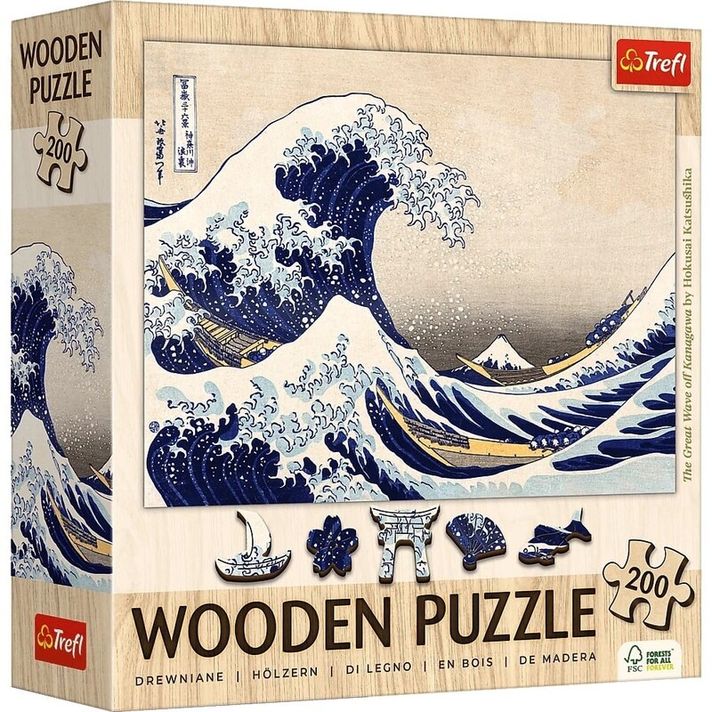 TREFL - Puzzles din lemn Hokusai Katsushika: Marea mare de la Kanagawa 200 Art Collection