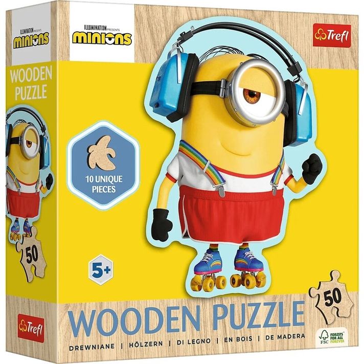 TREFL - Puzzles din lemn Junior 50 - Minioni / Universal Despicable Me 4