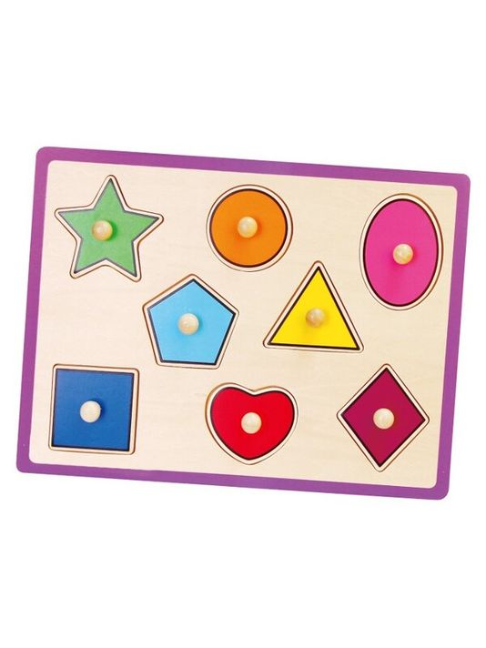 VIGA - Puzzle-uri din lemn pentru copii cu mânere - Forme geometrice