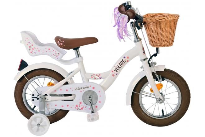 VOLARE - Bicicleta pentru copii Blossom - Fete - 12 inch - Alb