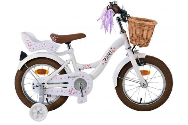 VOLARE - Bicicleta pentru copii Blossom - Fete - 14 inch - Alb