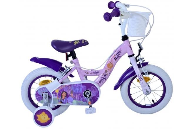 VOLARE - Bicicletă Disney Wish pentru copii - Fete - 12 inch - Mov - Două frâne de mână