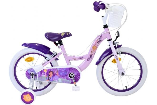 VOLARE - Bicicletă Disney Wish pentru copii - Fete - 16 inch - Mov - Două frâne de mână