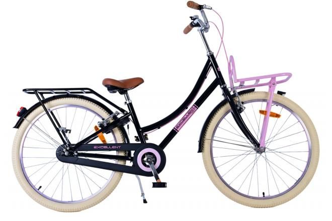 VOLARE - Bicicletă Excellent pentru copii - Fete - 24 inch - Negru - Două frâne de mână