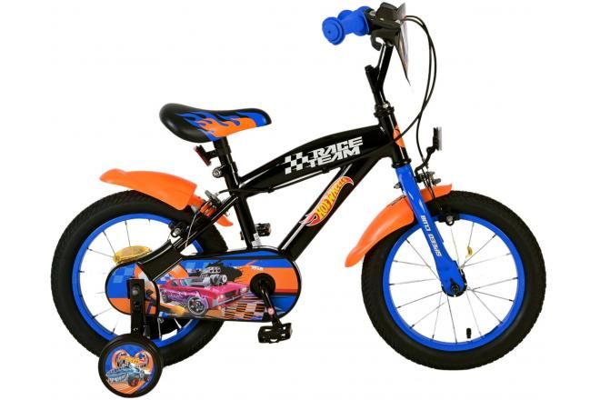 VOLARE - Bicicletă Hot Wheels pentru copii - Băieți - 14 inch - Negru - Două frâne de mână