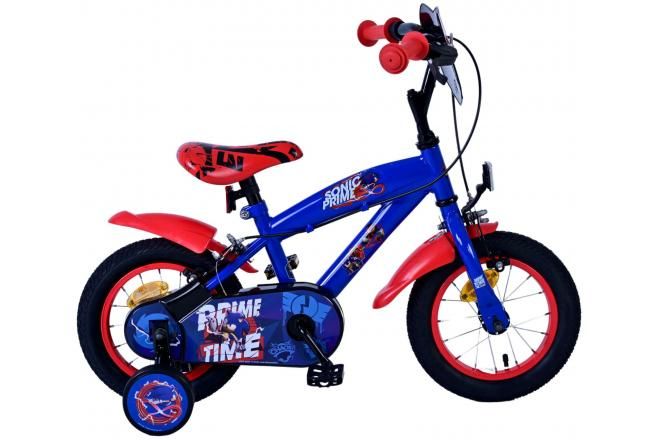 VOLARE - Bicicleta pentru copii Sonic Prime - Băieți - 12 inch - Albastru/Roșu - Două frâne de mână