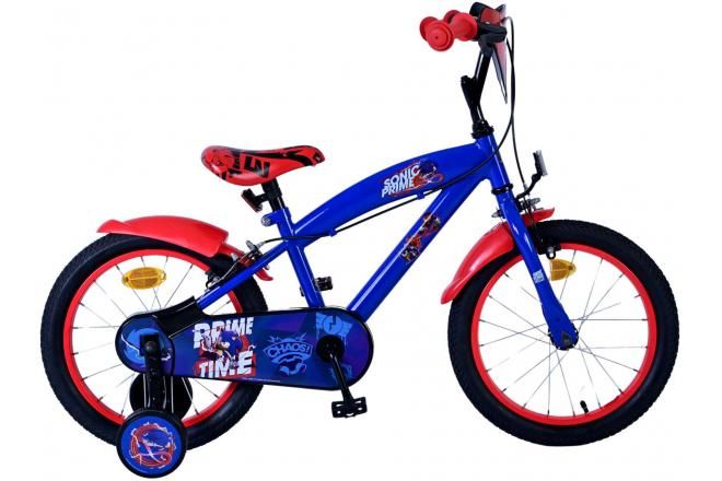 VOLARE - Bicicleta pentru copii Sonic Prime - Băieți - 16 inch - Albastru/Roșu - Două frâne de mână