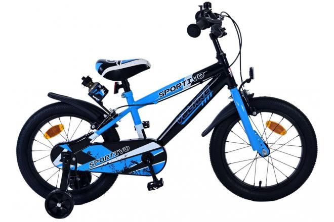 VOLARE - Sportivo Kinderfiets - Băieți - 16 inch - Albastru/Negru - Două frâne de mână