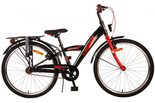 VOLARE - Bicicletă Thombike pentru copii - Băieți - 24 inch - Negru Roșu - Două frâne de mână