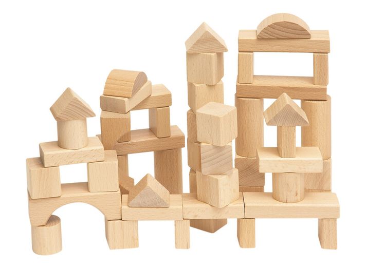 WOODY - Set de constructii cuburi naturale în carton, 50 buc