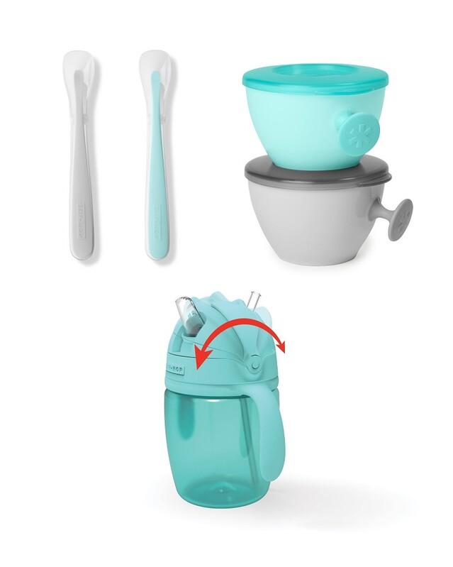 SKIP HOP - Set de masă Easy-Feed Mealtime Teal/Grey 6 m+